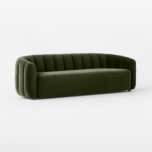 Fitz 98" Channeled Green Velvet Sofa