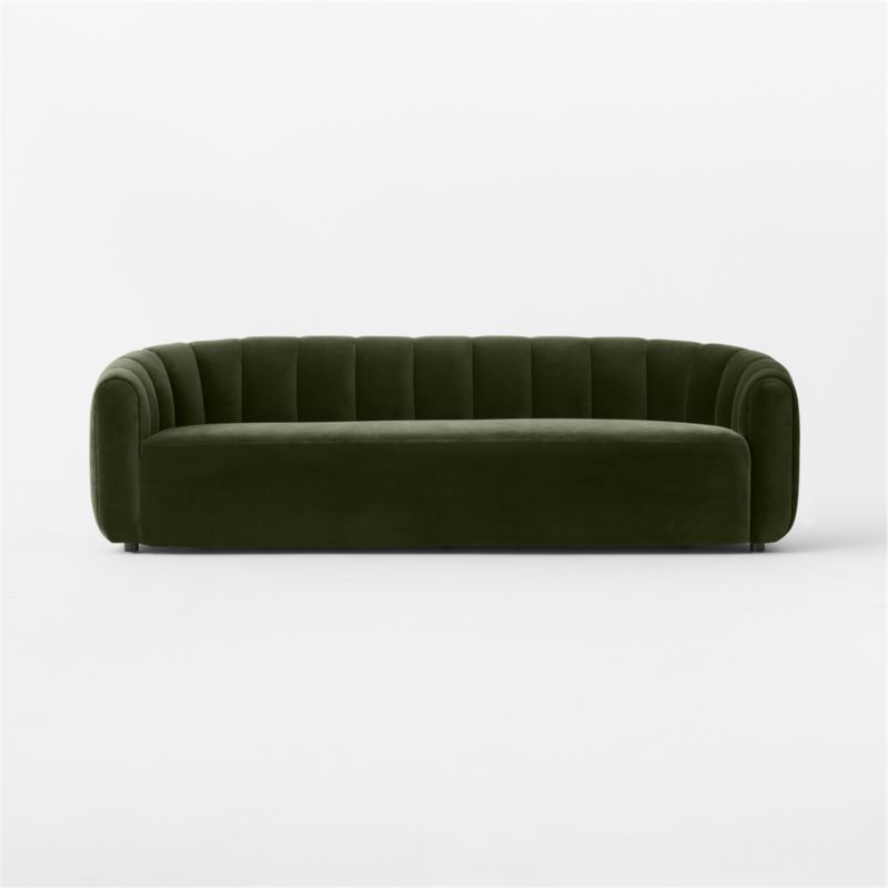 Fitz 98" Channeled Green Velvet Sofa - image 3 of 9