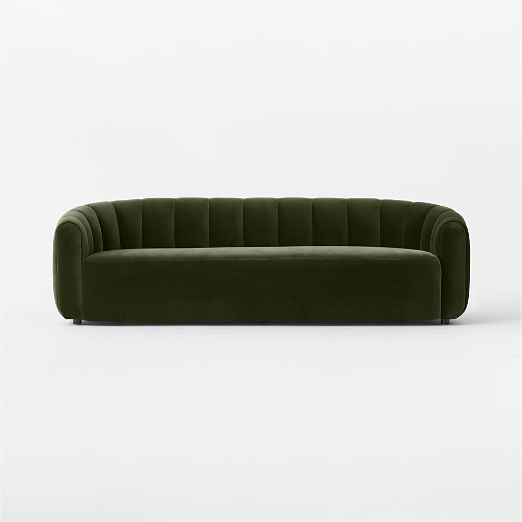 Fitz 98" Channeled Green Velvet Sofa