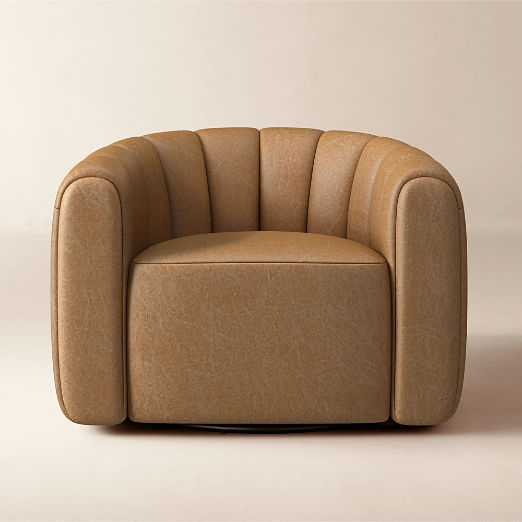 Fitz Channeled Leather Swivel Chair Bello Saddle