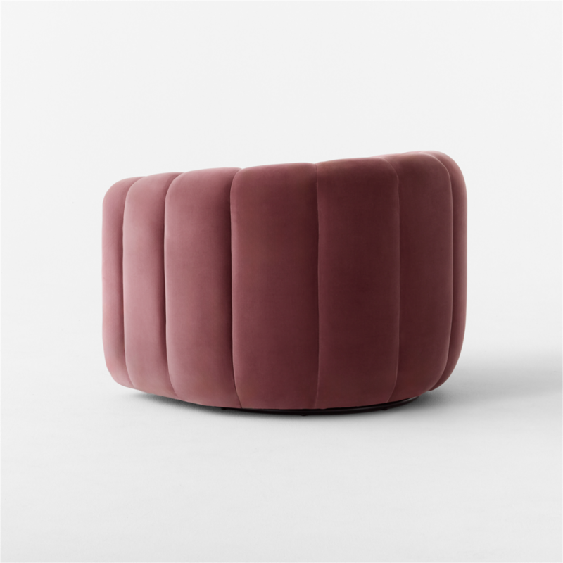 Fitz Channeled Rose Velvet Swivel Chair - image 7 of 14