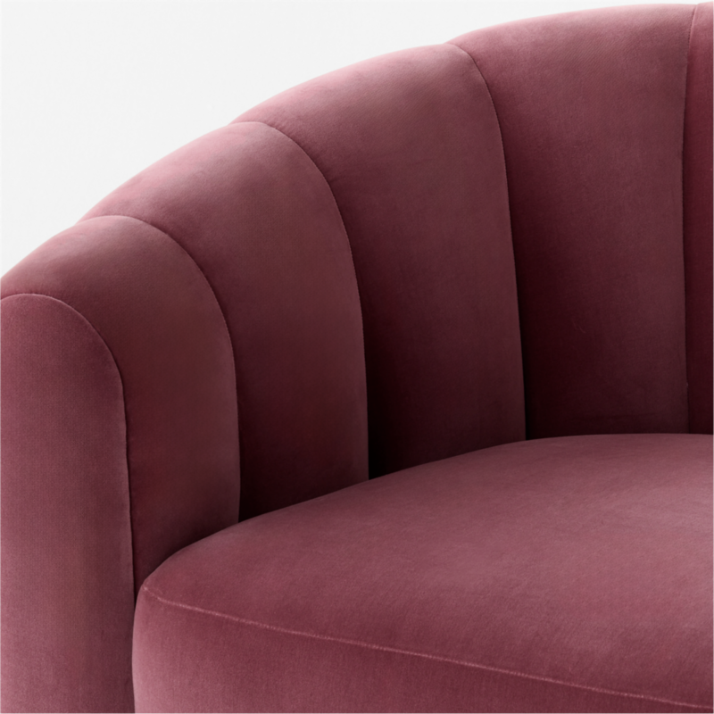 Fitz Channeled Rose Velvet Swivel Chair - image 9 of 14