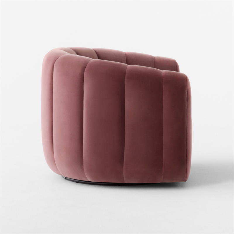 Fitz Channeled Rose Velvet Swivel Chair - image 6 of 14