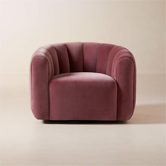 Fitz Rose Velvet Swivel Chair Set of 2