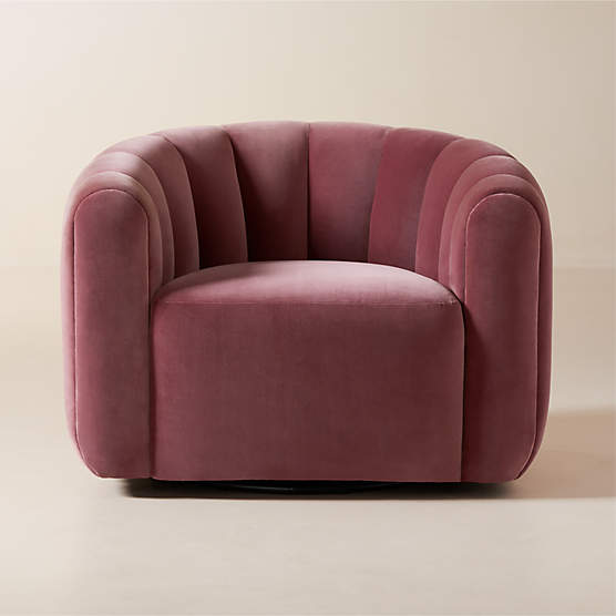 Fitz Channeled Rose Velvet Swivel Chair