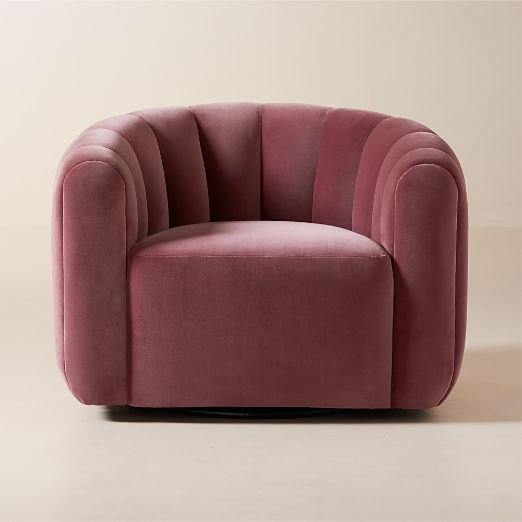 Fitz Channeled Rose Velvet Swivel Chair