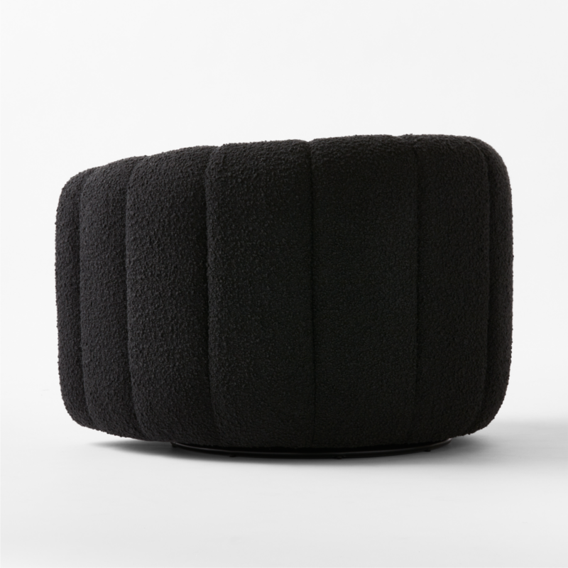 Fitz Channeled Black Boucle Swivel Chair - image 6 of 13