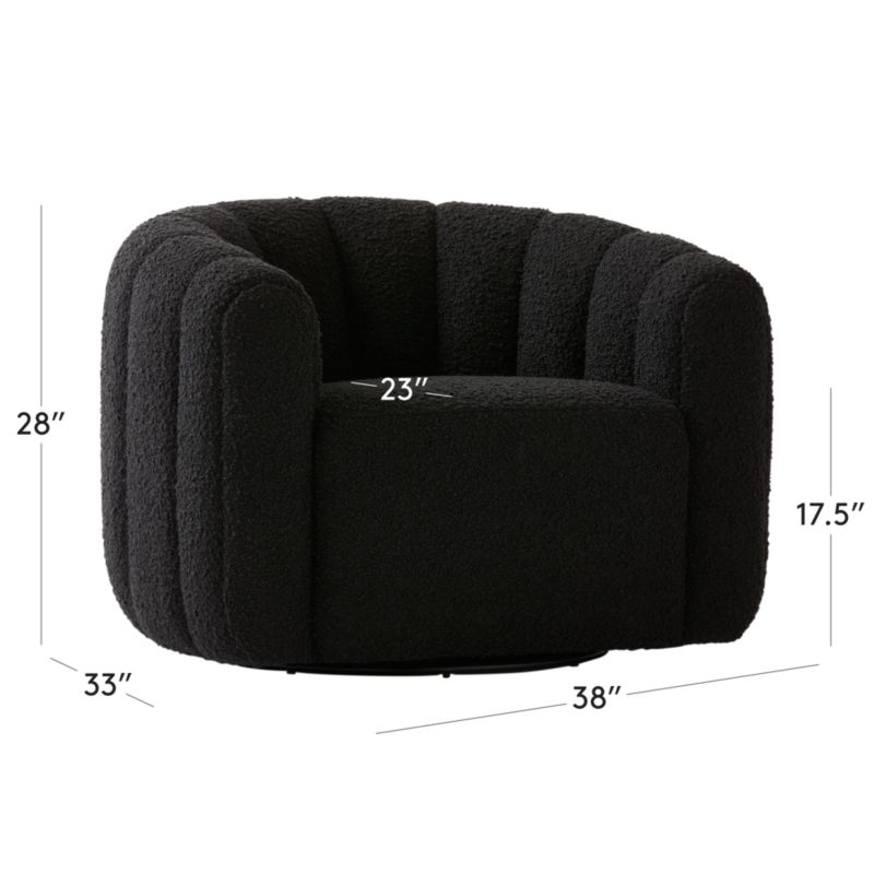 View Fitz Channeled Black Boucle Swivel Chair Set of 2 - image 2 of 8