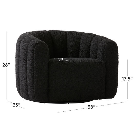 Fitz Channeled Black Boucle Swivel Chair Set of 2