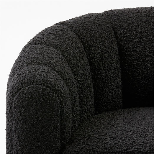 Fitz Channeled Black Boucle Swivel Chair Set of 2