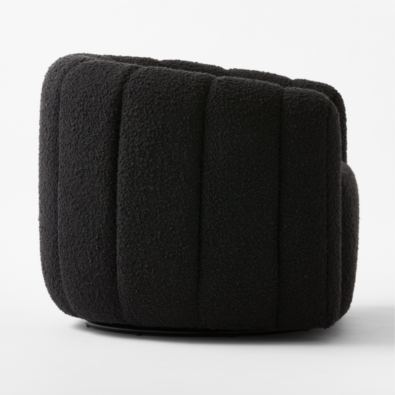 Fitz Channeled Black Boucle Swivel Chair - image 5 of 13