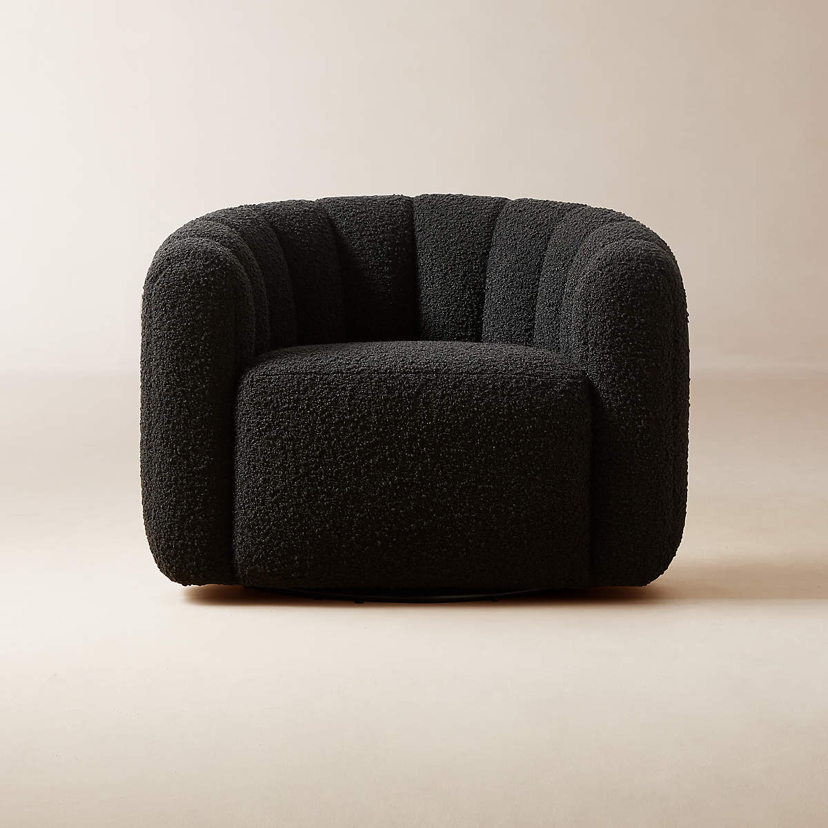 Fitz Channeled Black Boucle Swivel Chair + Reviews | CB2 Canada