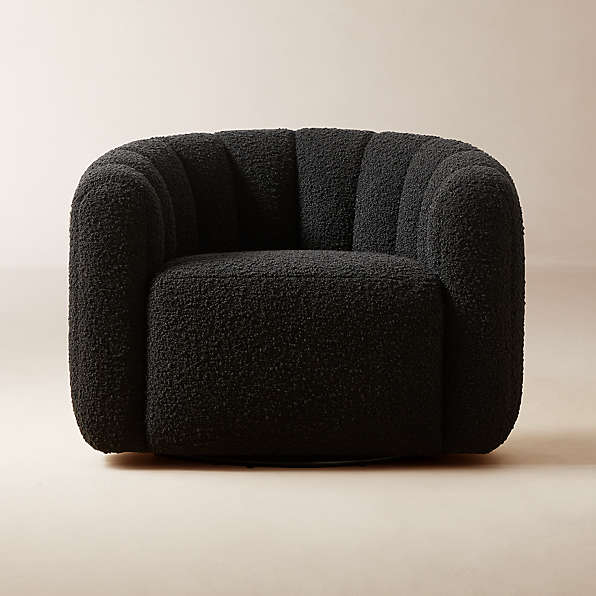 Modern Black Accent Chairs and Armchairs Velvet Boucle and Leather CB2