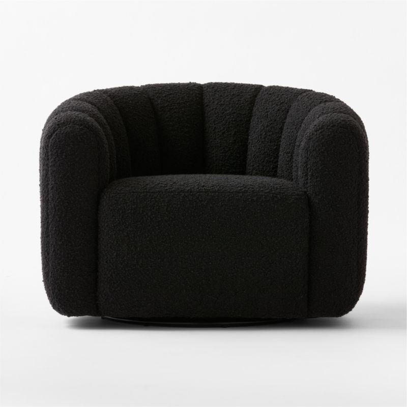 Fitz Channeled Black Boucle Swivel Chair Set of 2 - image 2 of 7