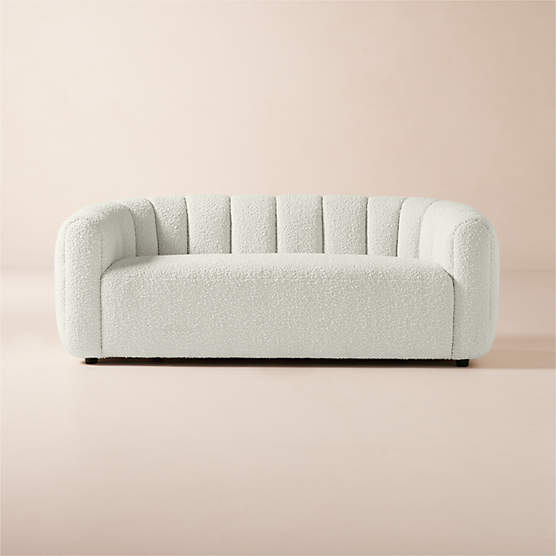 Fitz 72.5" Channeled White Boucle Loveseat