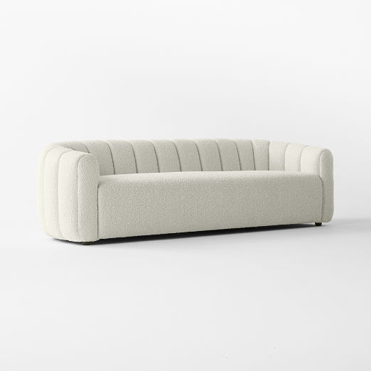 Fitz 98" Channeled White Boucle Sofa