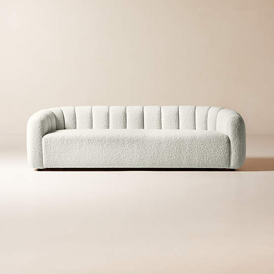 Fitz 98" Channeled White Boucle Sofa