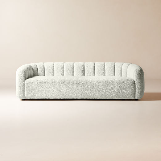 Fitz 98" Channeled White Boucle Sofa