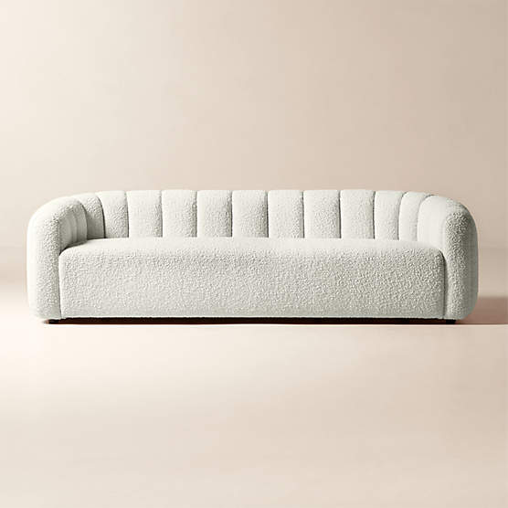 Fitz 97.5" Channeled White Boucle Sofa