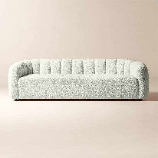Fitz Channeled White Boucle Sofa (72.5"-97.5")