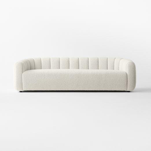 Fitz 98" Channeled White Boucle Sofa