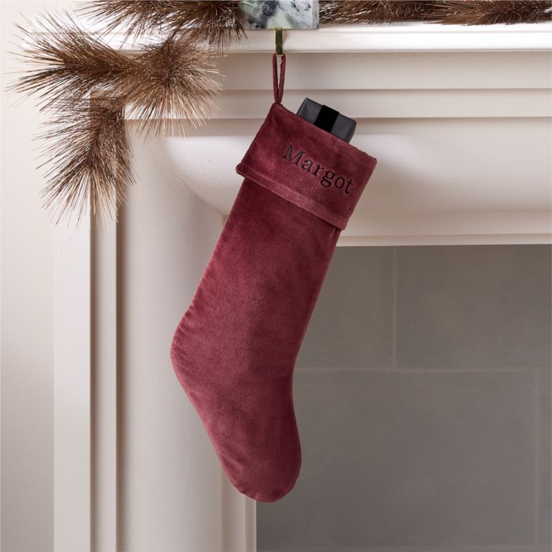 Viewing product image Flake Dark Mauve Velvet Christmas Stocking - image 1 of 6