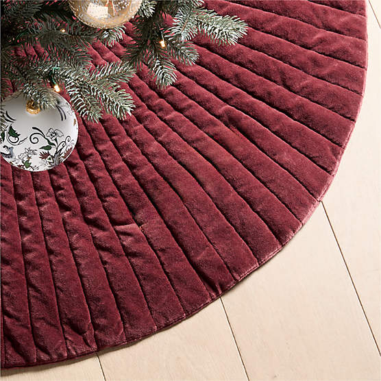 Flake Dark Mauve Velvet Christmas Tree Skirt 48"