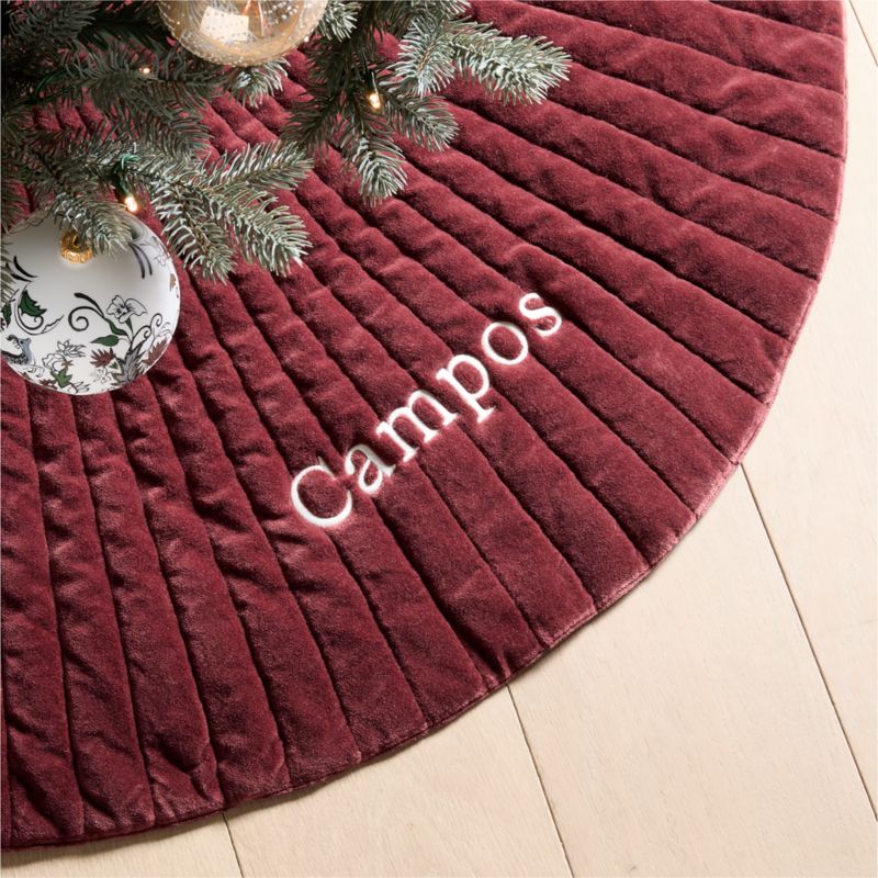 Flake Dark Mauve Velvet Christmas Tree Skirt 48" - image 1 of 5