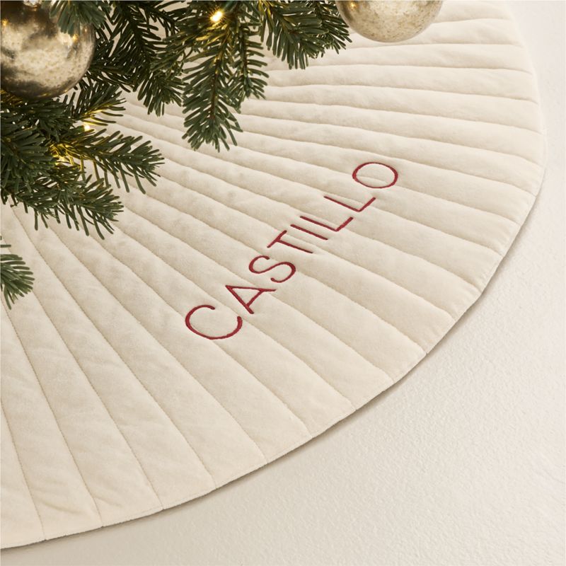 Flake Ivory Velvet Christmas Tree Skirt 48" - image 2 of 4