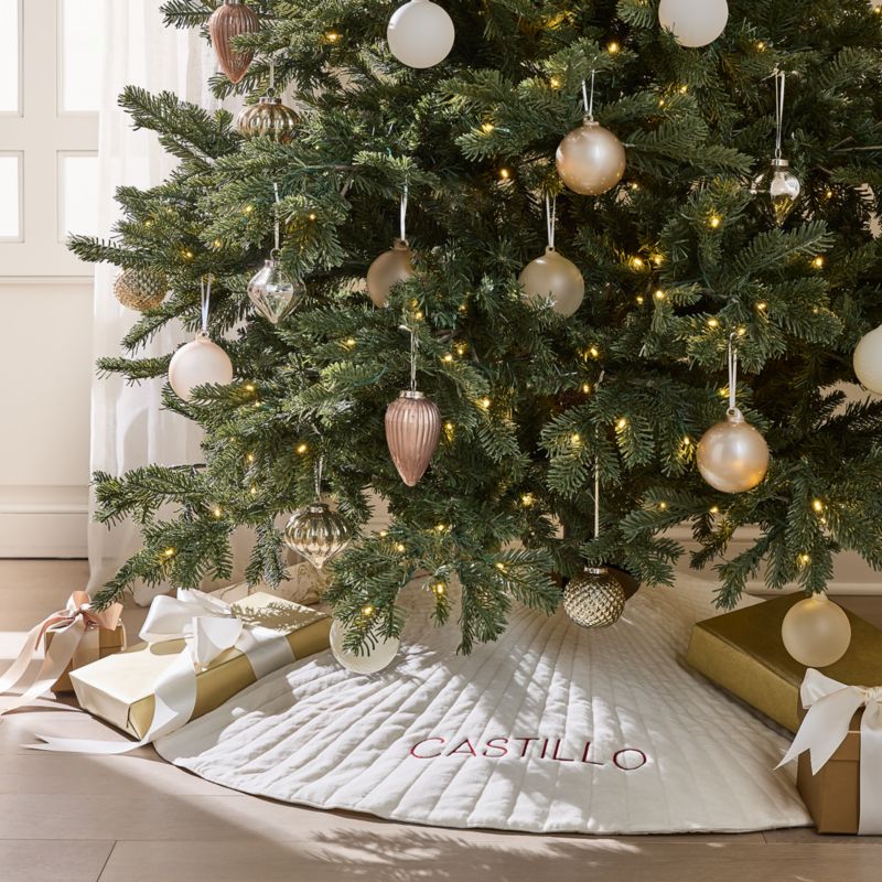 Flake Ivory Velvet Christmas Tree Skirt 48" - image 1 of 4