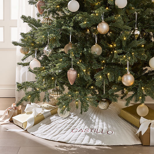 Flake Ivory Velvet Christmas Tree Skirt 48"