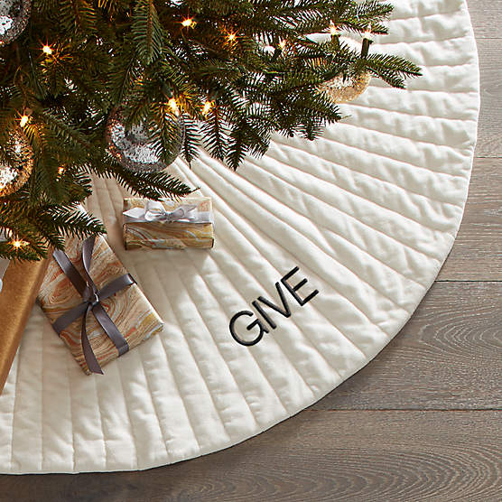 Flake White Velvet Christmas Tree Skirt 48"