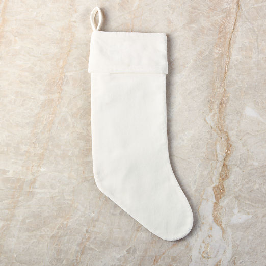 Flake White Velvet Christmas Stocking