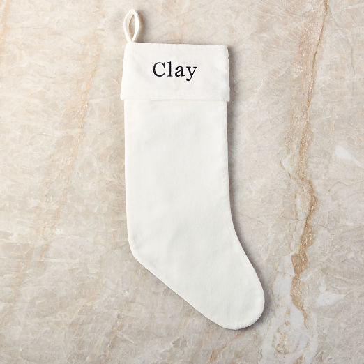 Flake White Velvet Christmas Stocking