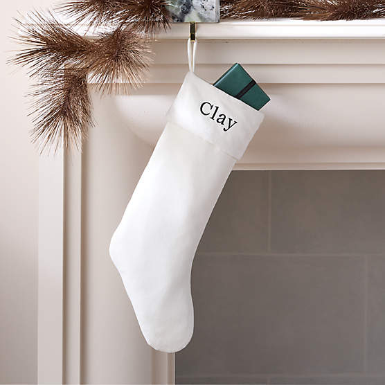 Flake White Velvet Christmas Stocking