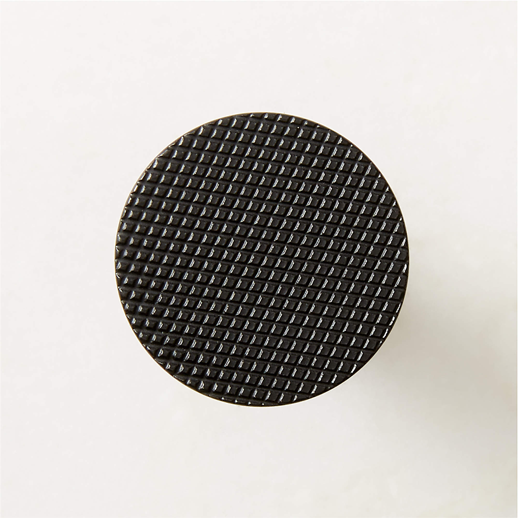 Peri Knurled Flat Round Black Knob 1.25'' CB2