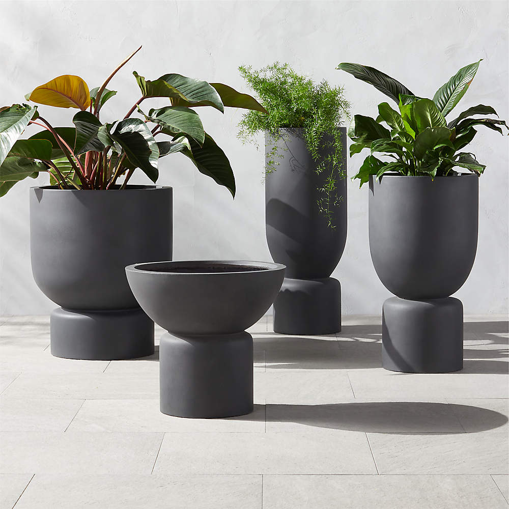 2 Pcs Ceramic Plant Pots Indoor Modern Planters Black