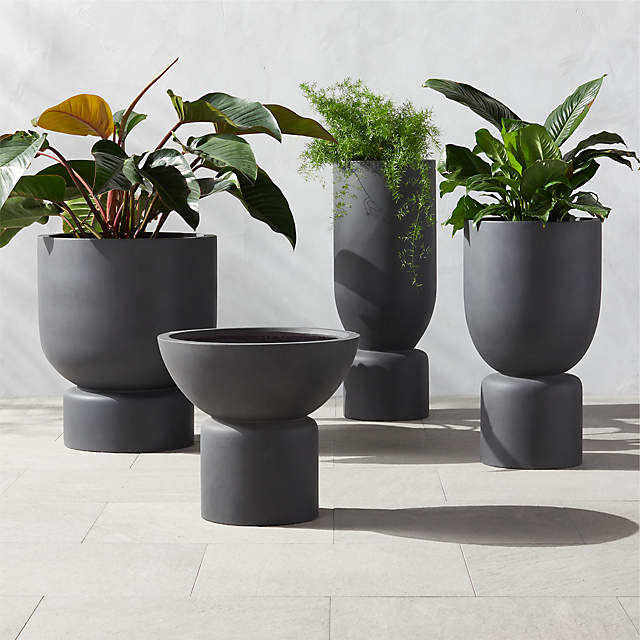 Flatform Dark Grey Cement Indoor/Outdoor Planter Tall + Reviews |