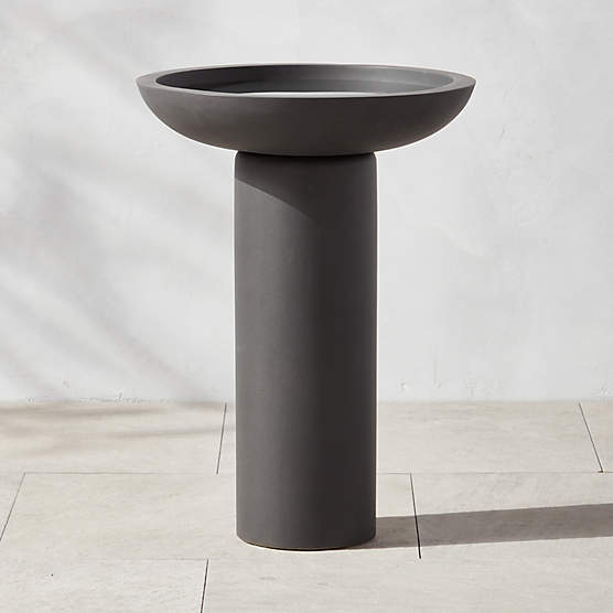 Flatform Charcoal Cement Birdbath