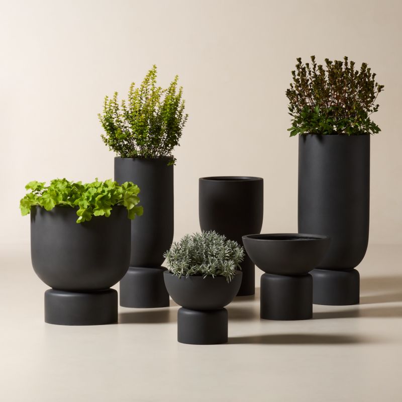 Flatform Round Dark Grey Cement Indoor/Outdoor Large Planter 18"