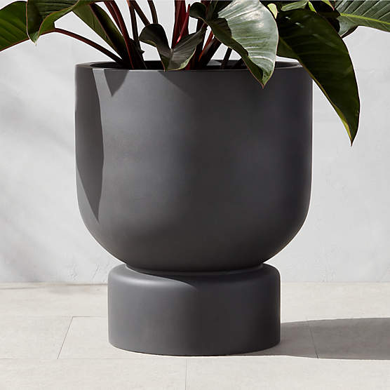 Flatform Round Dark Grey Cement Indoor/Outdoor XL Planter 26"