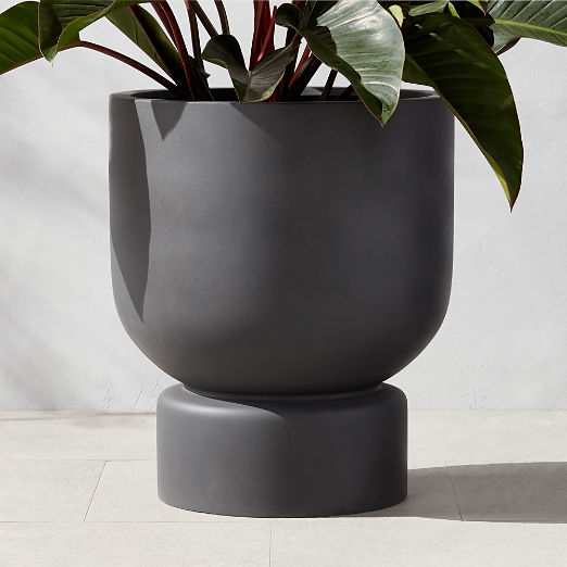 Flatform Round Dark Grey Cement Indoor/Outdoor XL Planter 26"H