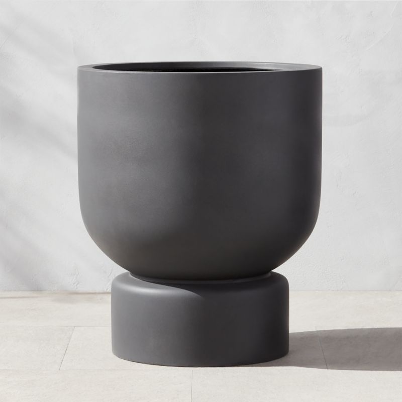 Flatform Charcoal Cement Indoor/Outdoor Planter Medium - image 0 of 8