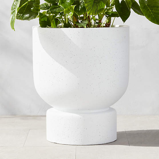 Flatform Round Whtie Cement Indoor/Outdoor XL Planter 26"
