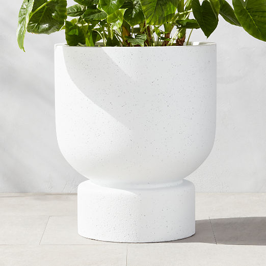 Flatform Round Whtie Cement Indoor/Outdoor XL Planter 26"H