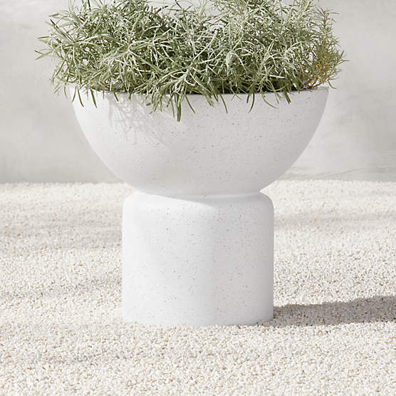 Flatform Round White Cement Indoor/Outdoor Large Planter 18"