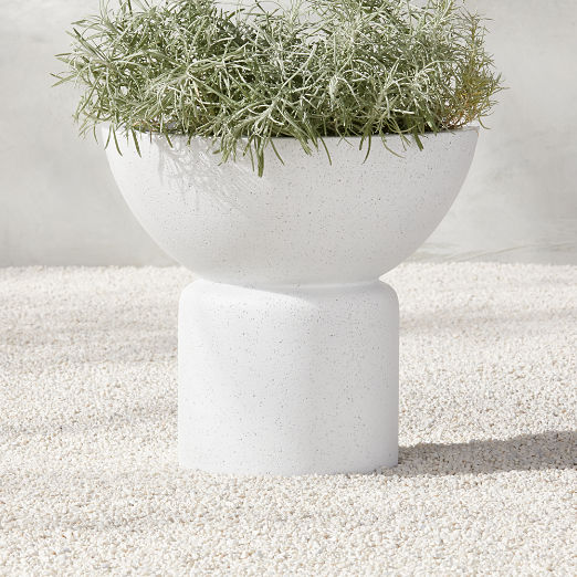 Flatform Round White Cement Indoor/Outdoor Large Planter 18"H