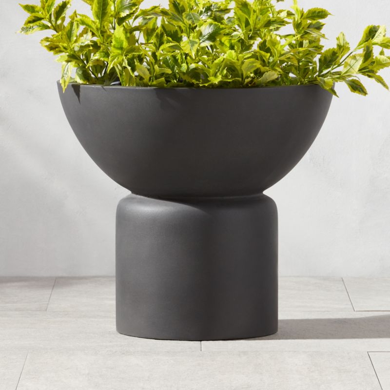 View Flatform Round Dark Grey Cement Indoor/Outdoor Large Planter 18"H details