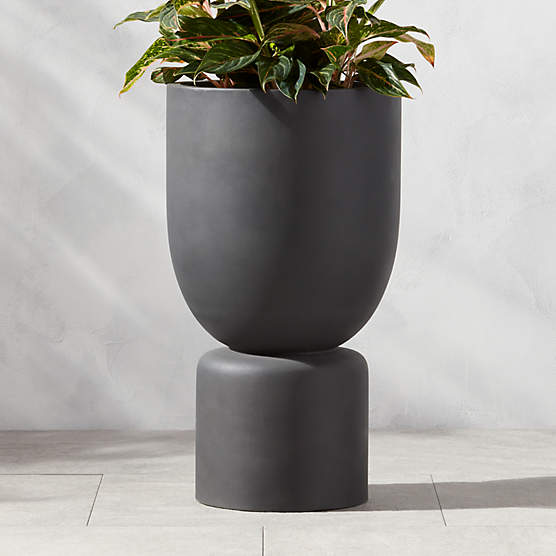 Flatform Round Dark Grey Cement Indoor/Outdoor Large Planter 30.25"