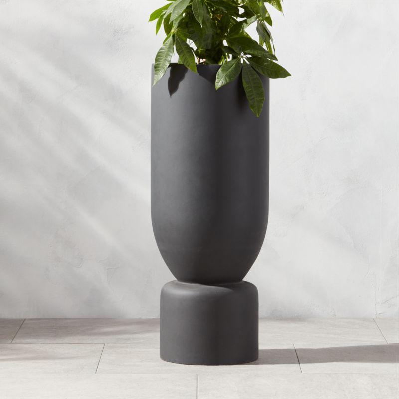 View Flatform Round Dark Grey Cement Indoor/Outdoor Large Planter 35"H details